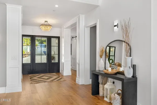 a living room with furniture city view