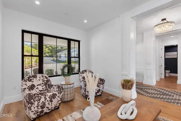 a view of a terrace with sitting area