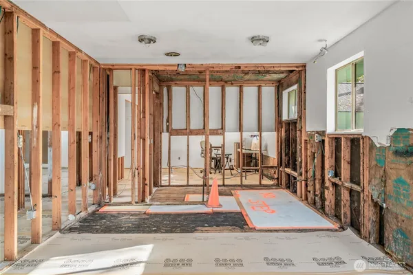 a view of a room with workspace