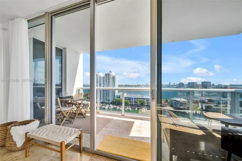a balcony with furniture