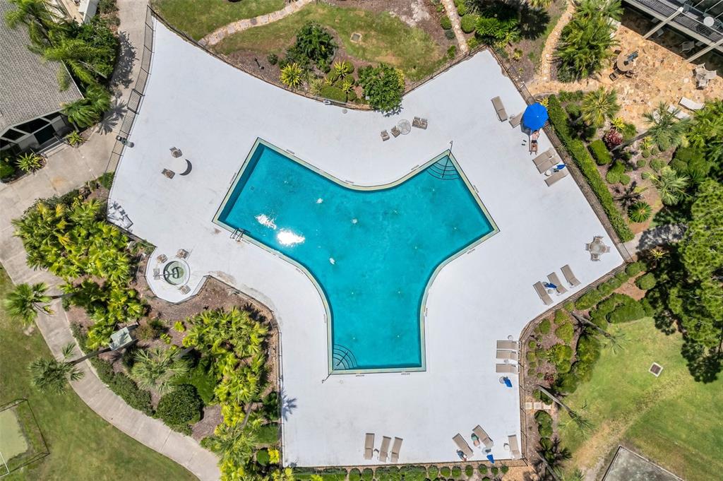 29147 Bay Hollow Drive, Unit 3224 Wesley Chapel, FL 33543 - Photo 53 of 89 an aerial view of a house with a swimming pool and outdoor seating