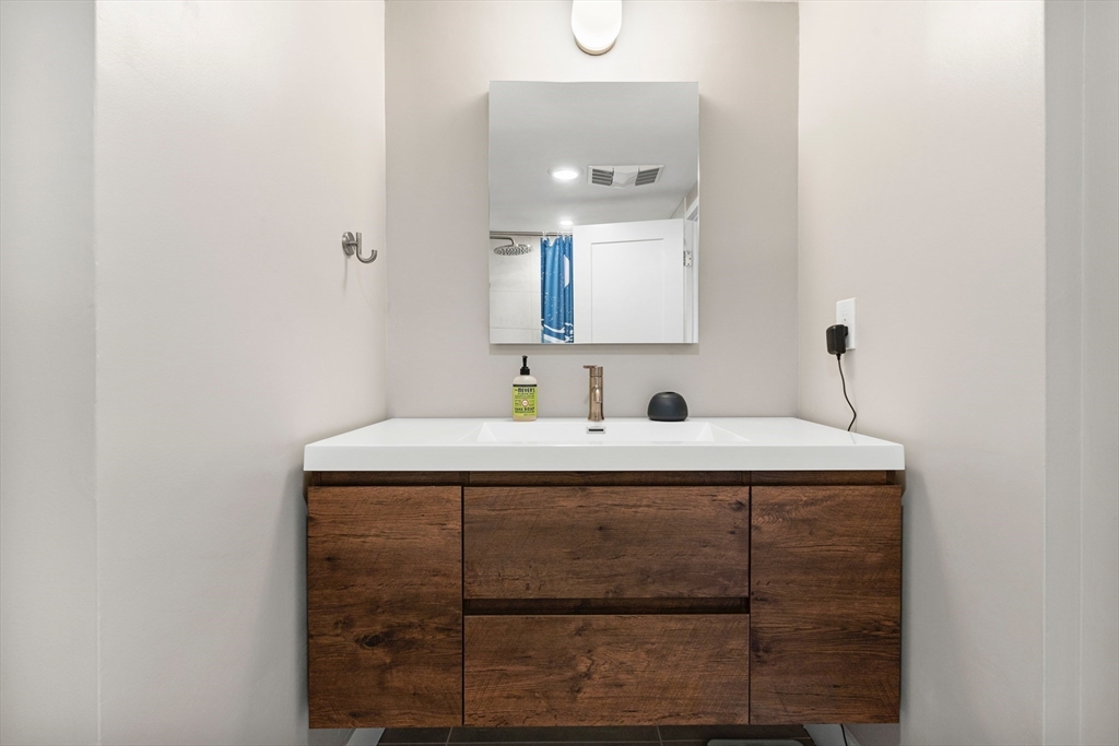 30 Stearns Road, Unit 201 Brookline, MA 02446 - Photo 13 of 29 a bathroom with a sink vanity and mirror