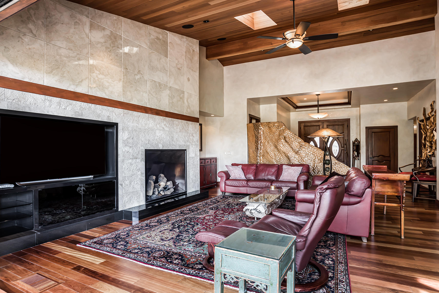 128 Northwest Allen Road Bend, OR 97703 - Photo 5 of 40 Large fireplace and Brazilian cherry floors throughout