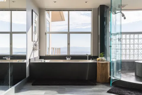 a living room with a large window