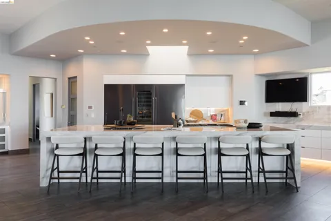 a room with a table and chairs