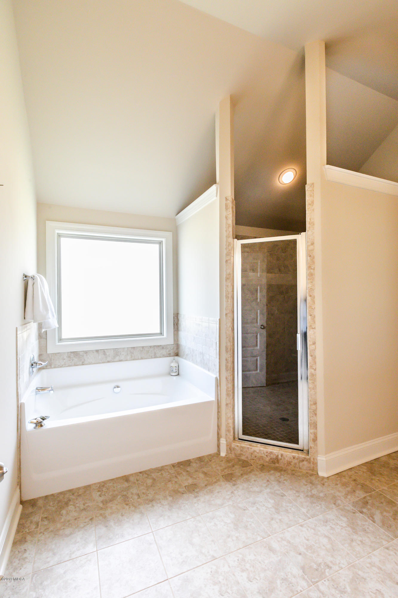 160 Homestead Circle Forsyth, GA 31029 - Photo 31 of 40 a bathroom with a bathtub and a shower