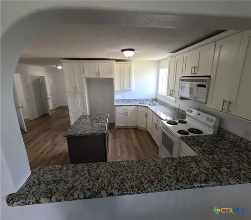 a kitchen with a sink stove and refrigerator