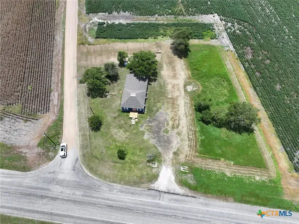 an aerial view of a house