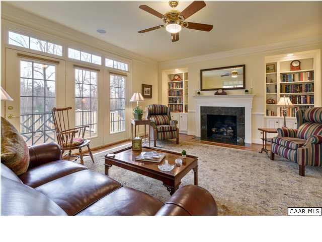 3333 Darby Road, Unit T271 Keswick, VA 22947 - Photo 6 of 32 a living room with furniture a flat screen tv and a fireplace