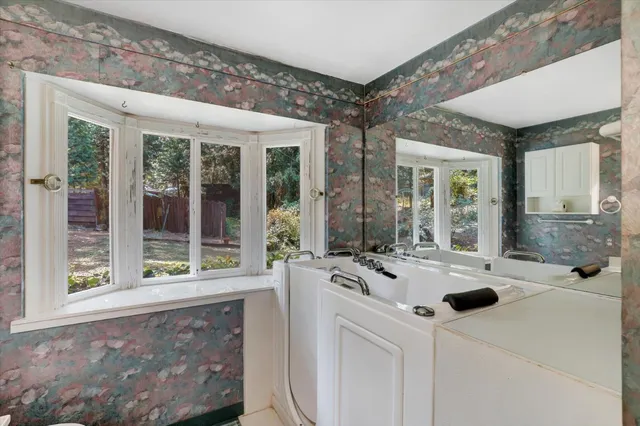 a view of a room that has a door in it