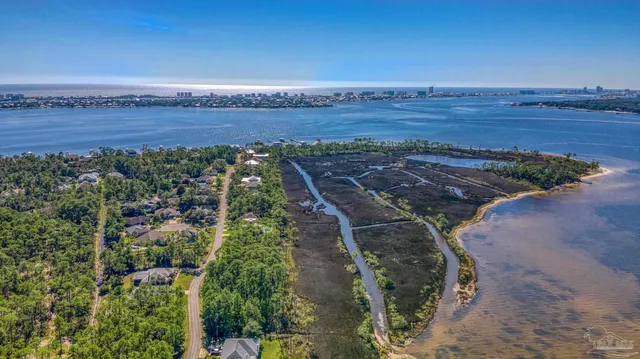 a view of a city and ocean view