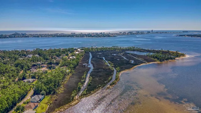 a view of a yard with an ocean