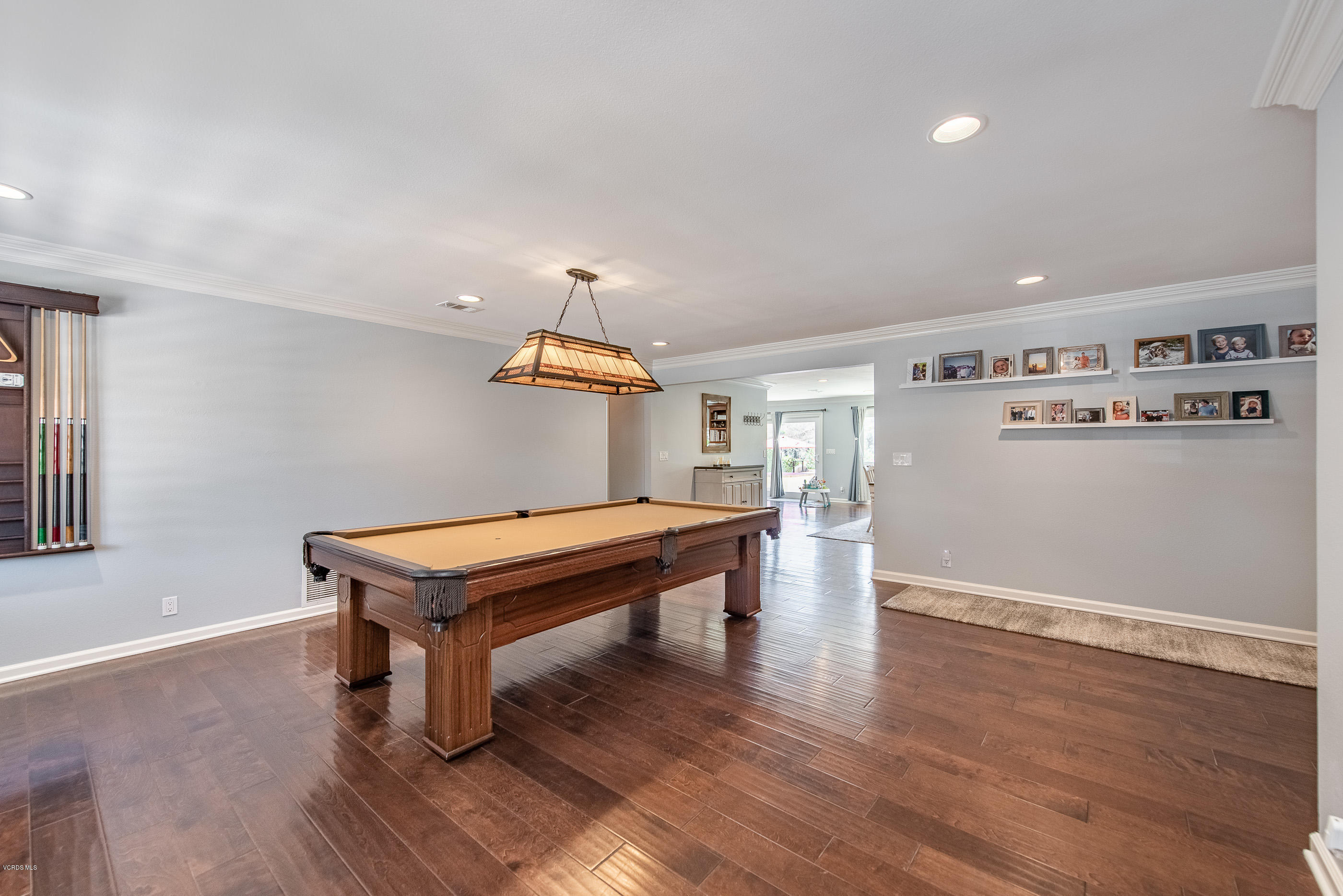 1242 Rambling Road Simi Valley, CA 93065 - Photo 23 of 81 a room with wooden floor and pool table