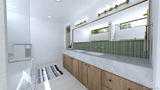 a bathroom with a sink and mirror