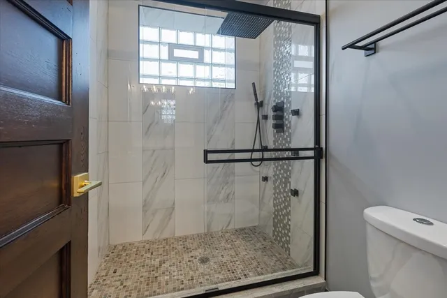 a bathroom with a shower