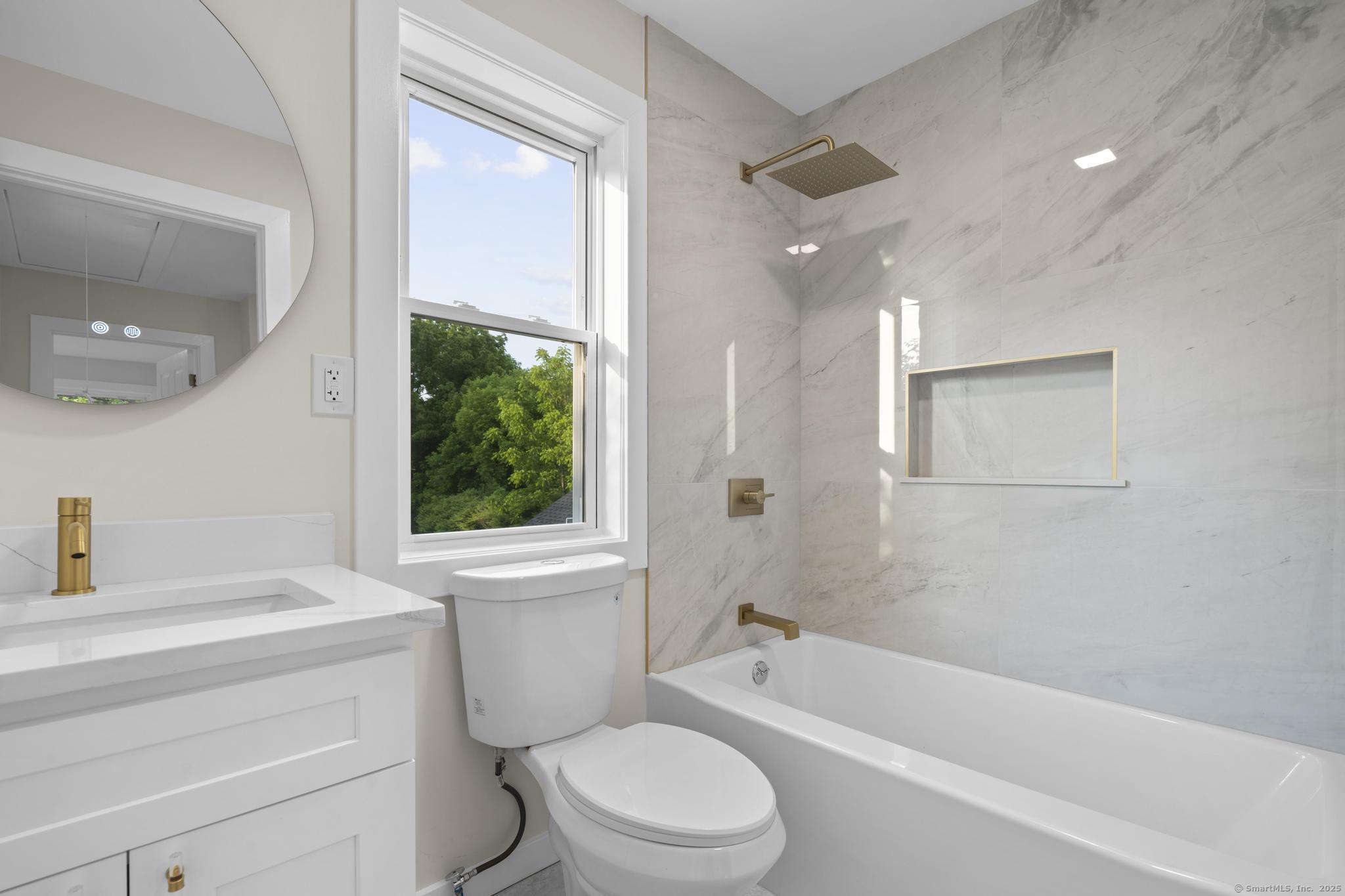 123 Lower Road North Canaan, CT 06024 - Photo 17 of 38 a bathroom with a granite countertop sink a toilet and bathtub