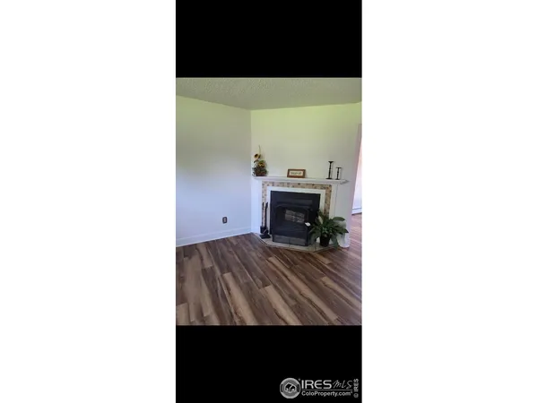 a view of living room with a chair and a potted plant