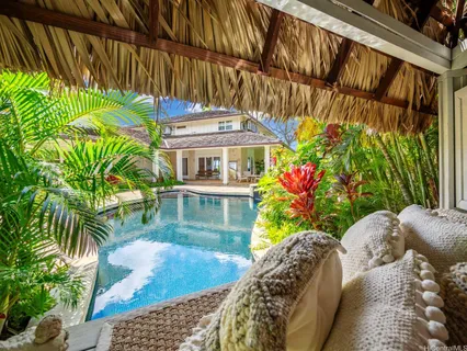 a wooden floor with a small yard