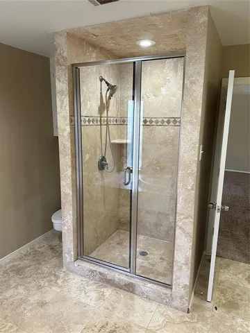 a bathroom with a shower