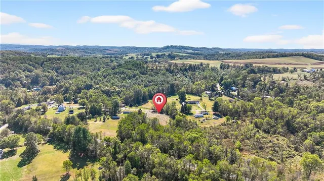a view of a lake with a city