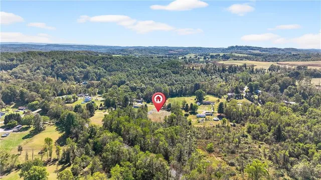 a view of a lake with a city