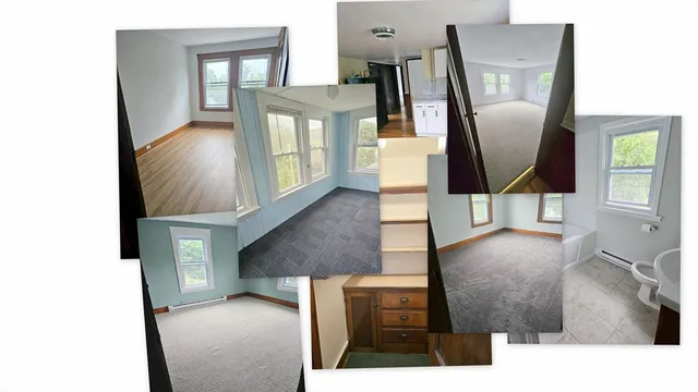 a view of living room with furniture and a painting