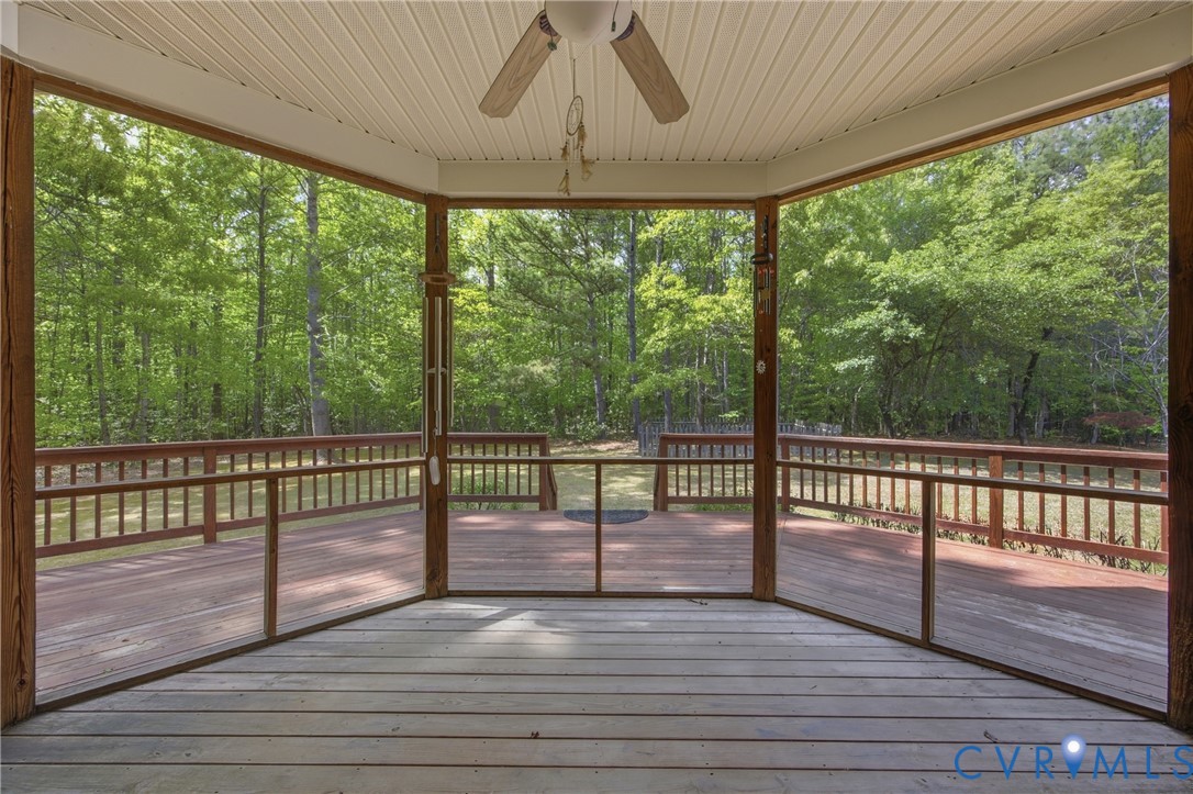 13265 Coulbourn Road Saluda, VA 23149 - Photo 52 of 62 Screened porch with wood-finish flooring and a cei
