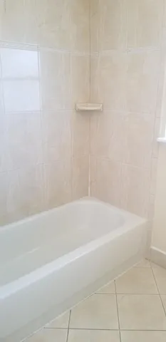 a bathroom with a bathtub