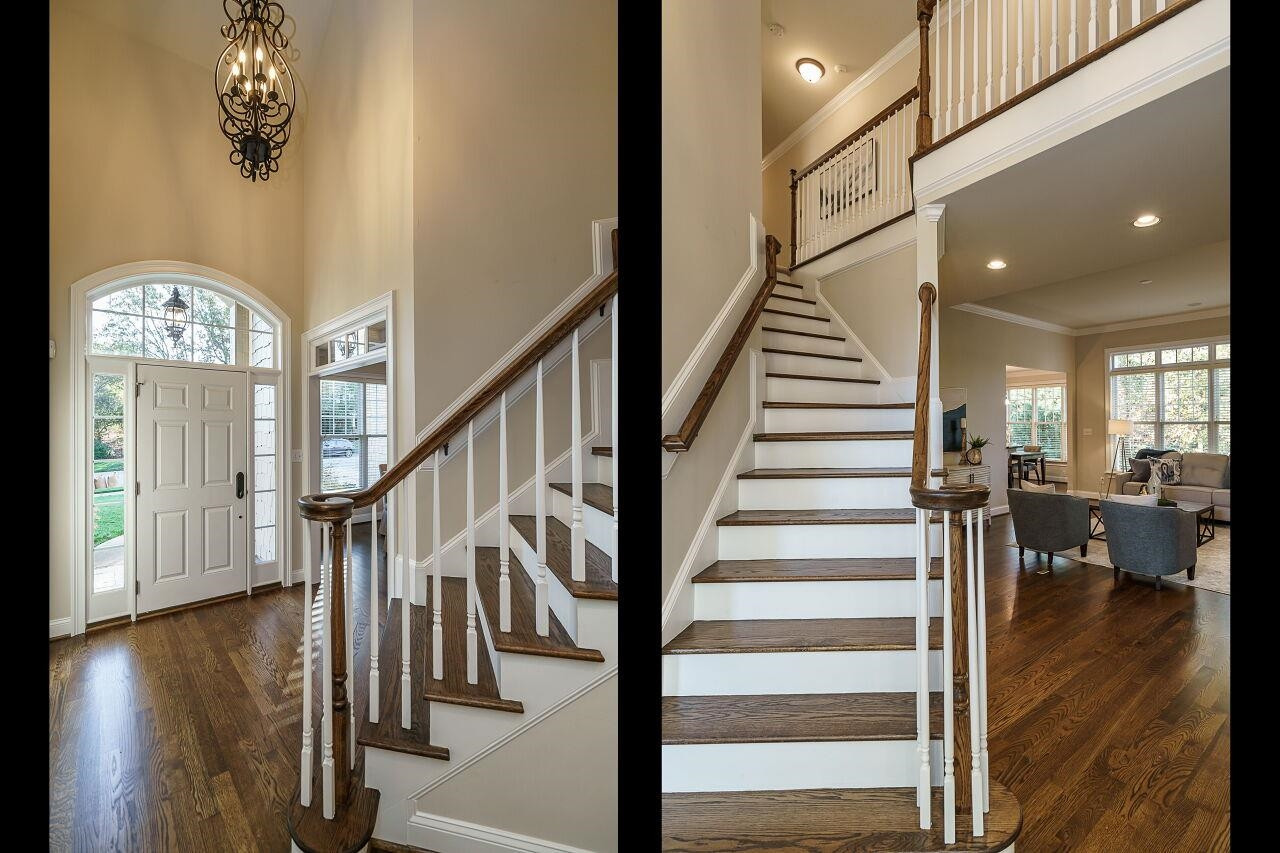 3127 Briar Stream Run Raleigh, NC 27612 - Photo 15 of 38 Front stairs from foyer to bedrooms upstairs. Front staircase
