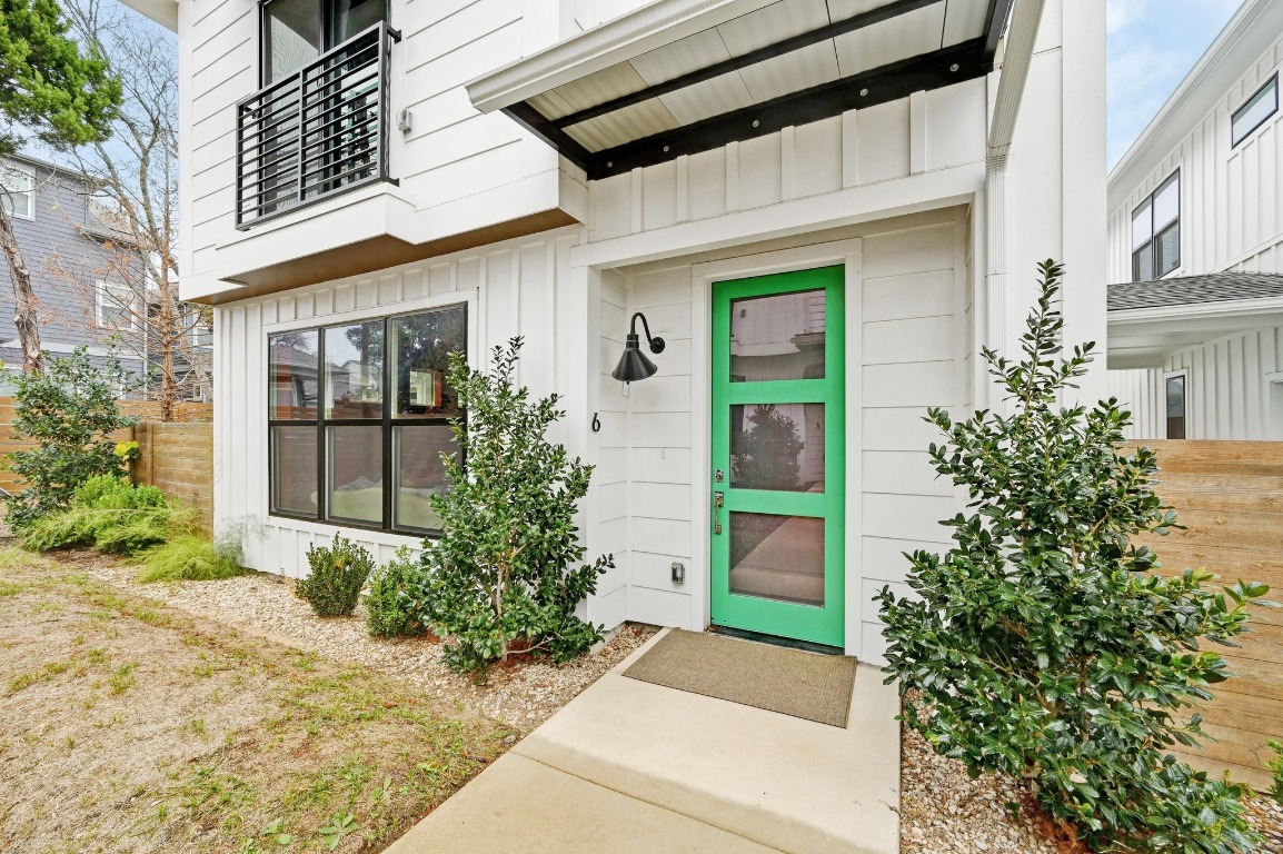 7601 Cooper Lane, Unit 6 Austin, TX 78745 - Photo 5 of 29 Property entrance with board and batten siding