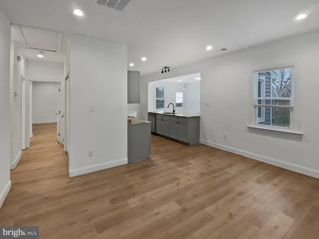 a view of kitchen and windows