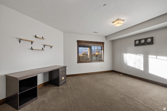 707 Chimney Rock Road, Unit 247 Heber City, UT 84032 - Photo 32 of 64 Unfurnished office with dark colored carpet and a textured ceiling