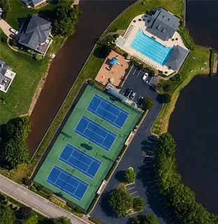an aerial view of a house