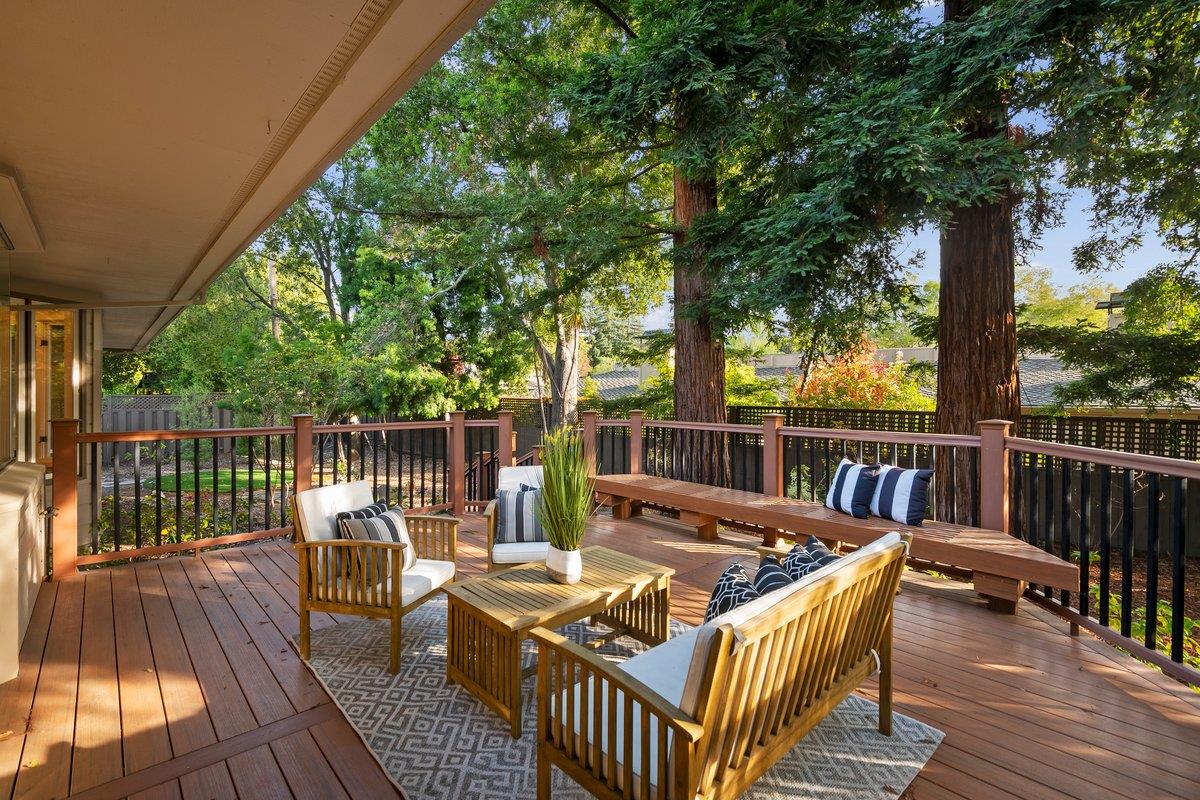 639 Morningside Road Los Altos, CA 94022 - Photo 25 of 42 a view of a wooden deck with furniture