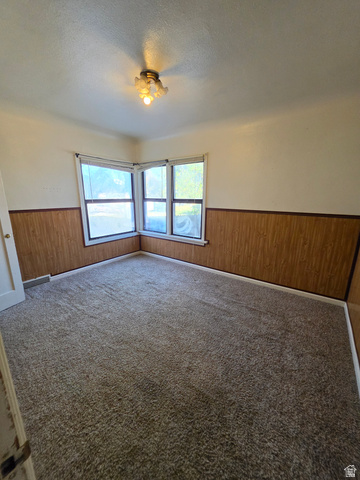 226 North State Street Preston, ID 83263 - Photo 9 of 18 Corner windows providing ample natural light, wall paneling, ceiling-mounted light fixture, and carpeted flooring