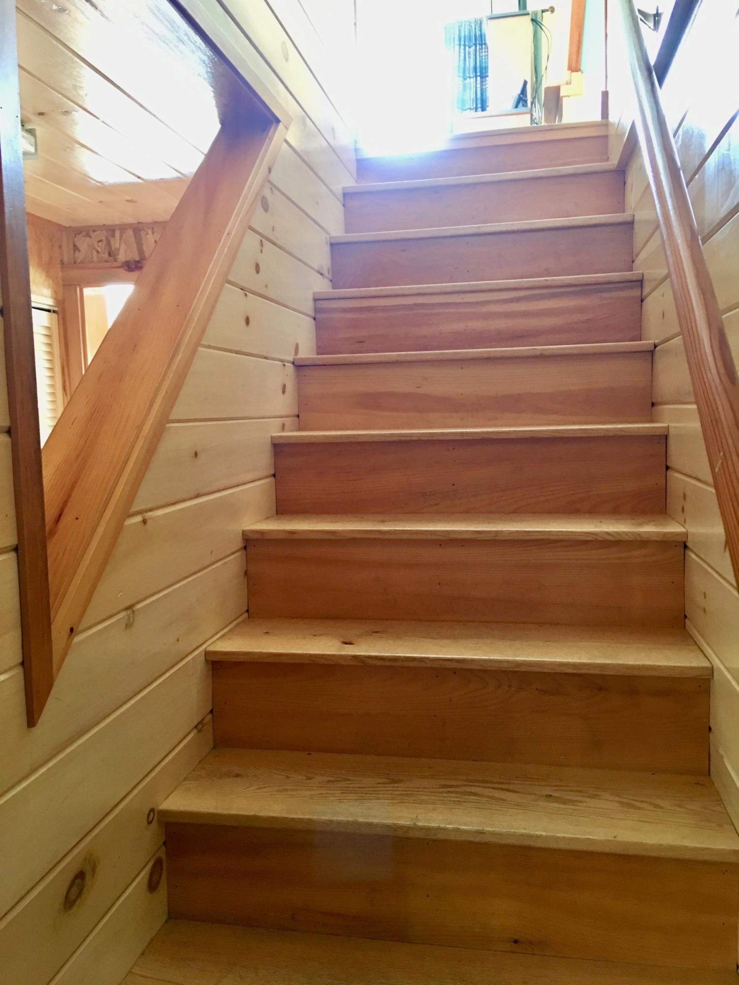 317 Georges Pond Road Franklin, ME 04634 - Photo 22 of 30 All wood stairway
