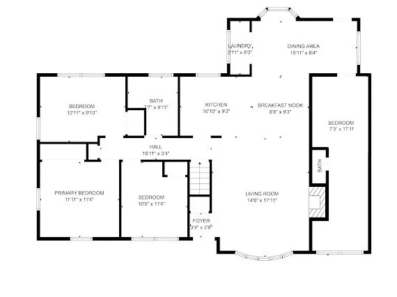 a picture of a room with a bench