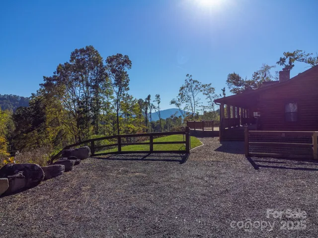 a view of a bench in a backyard