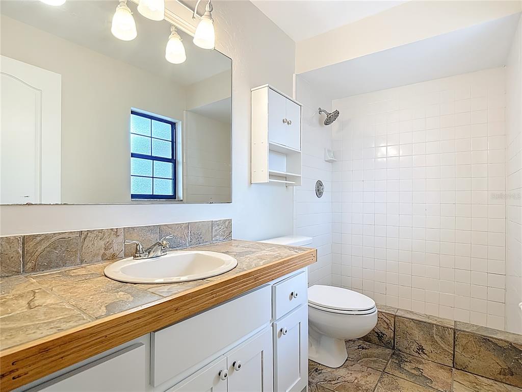 7286 Jonas Road Fort Myers, FL 33967 - Photo 41 of 81 a bathroom with a granite countertop sink a toilet and a mirror