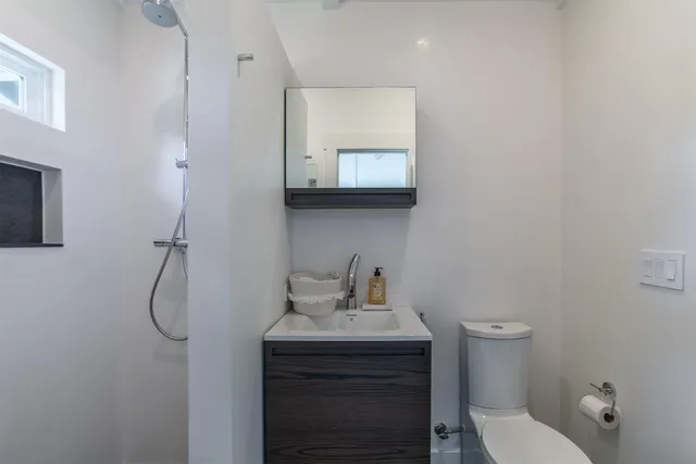 a bathroom with a sink toilet and vanity