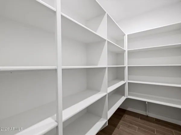a storage room with empty racks