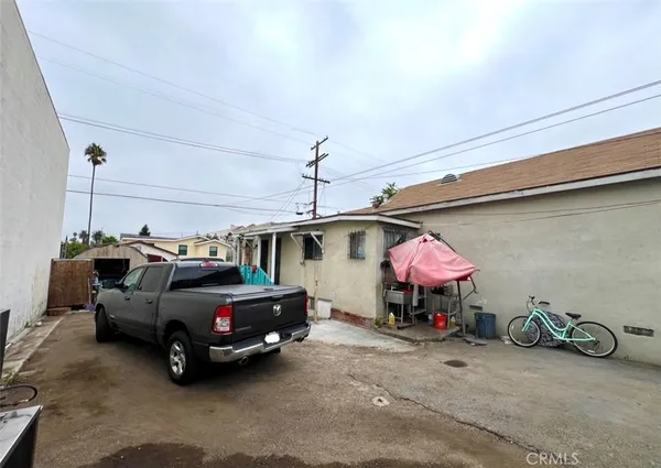 a view of a car in garage