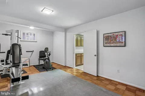 a view of a room with gym equipment