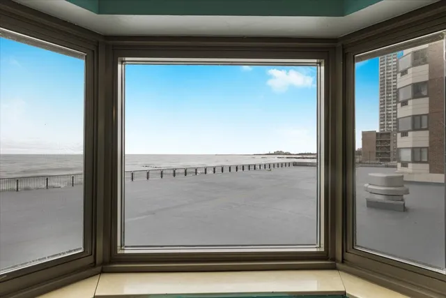 a view of a glass door