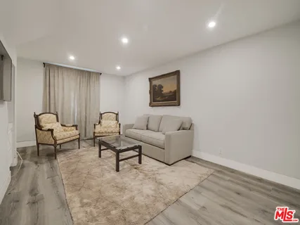 a living room with furniture and a rug