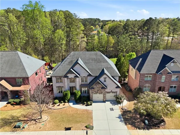an aerial view of a house