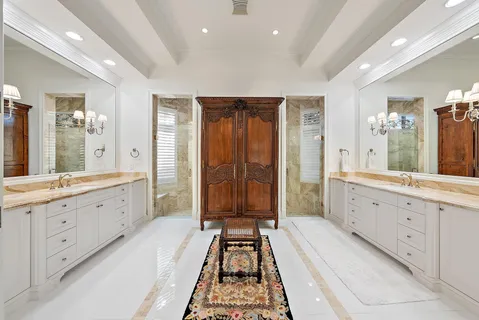 an aerial view of a house with swimming pool and outdoor space