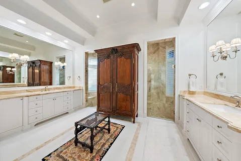 an aerial view of a house with a garden