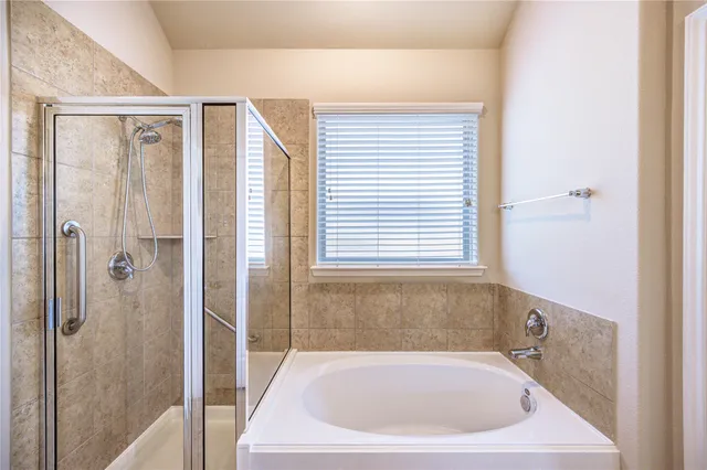 a bathroom with a bathtub