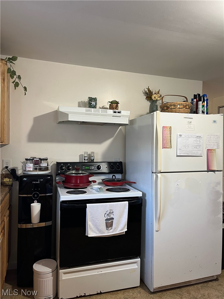 4972 West Fremont Road Port Clinton, OH 43452 - Photo 9 of 29 Kitchen with white appliances and premium range hood